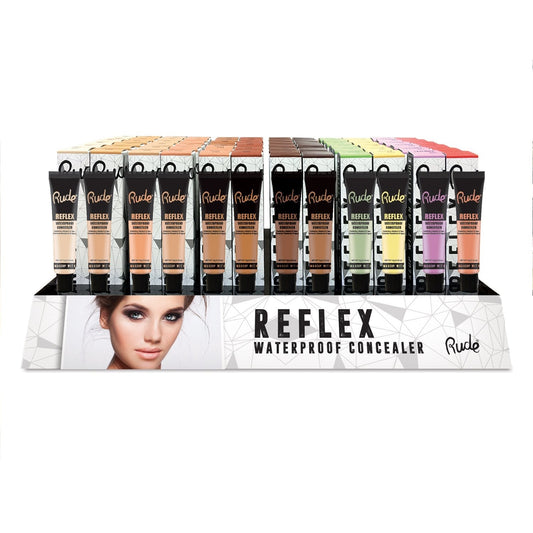RUDE Reflex Waterproof Concealer Acryl-Display-Set, 144 Stück + 12 Tester