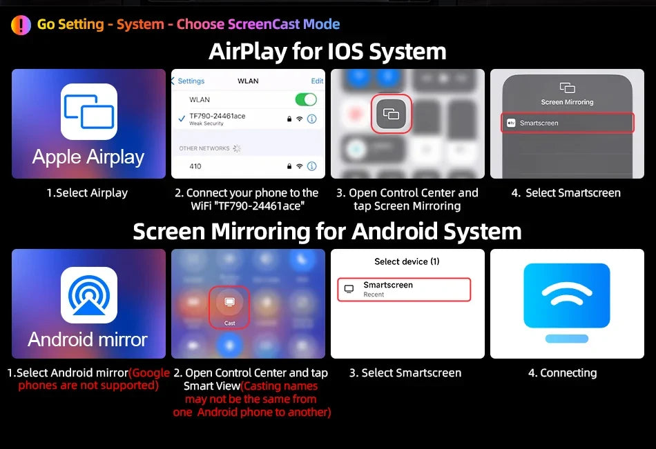 Portable Wireless CarPlay & Android Auto Screen – Size & DVR Options