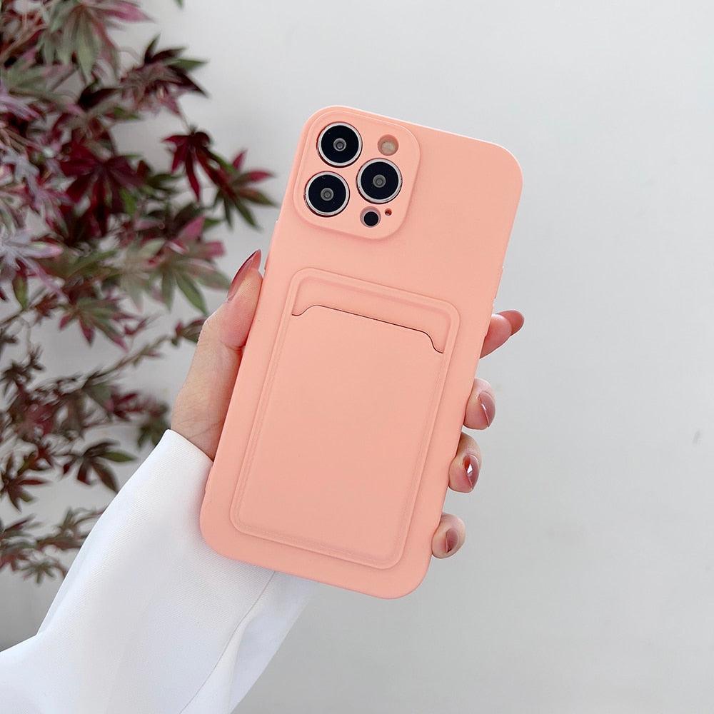 Soft Silicone Card Phone Case for IPhone 13  12 Pro Max Shockproof Protector Cover for IPhone 14 Plus Cases Heavy Duty Solid Slim Lightweight Anti-Shock Cover for iPhone