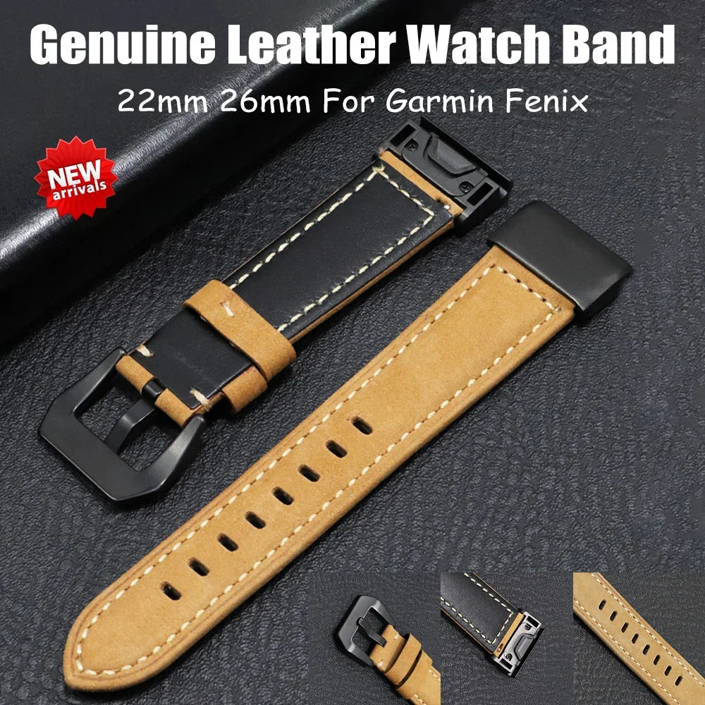Bracelet en cuir véritable Garmin – Élégant et durable