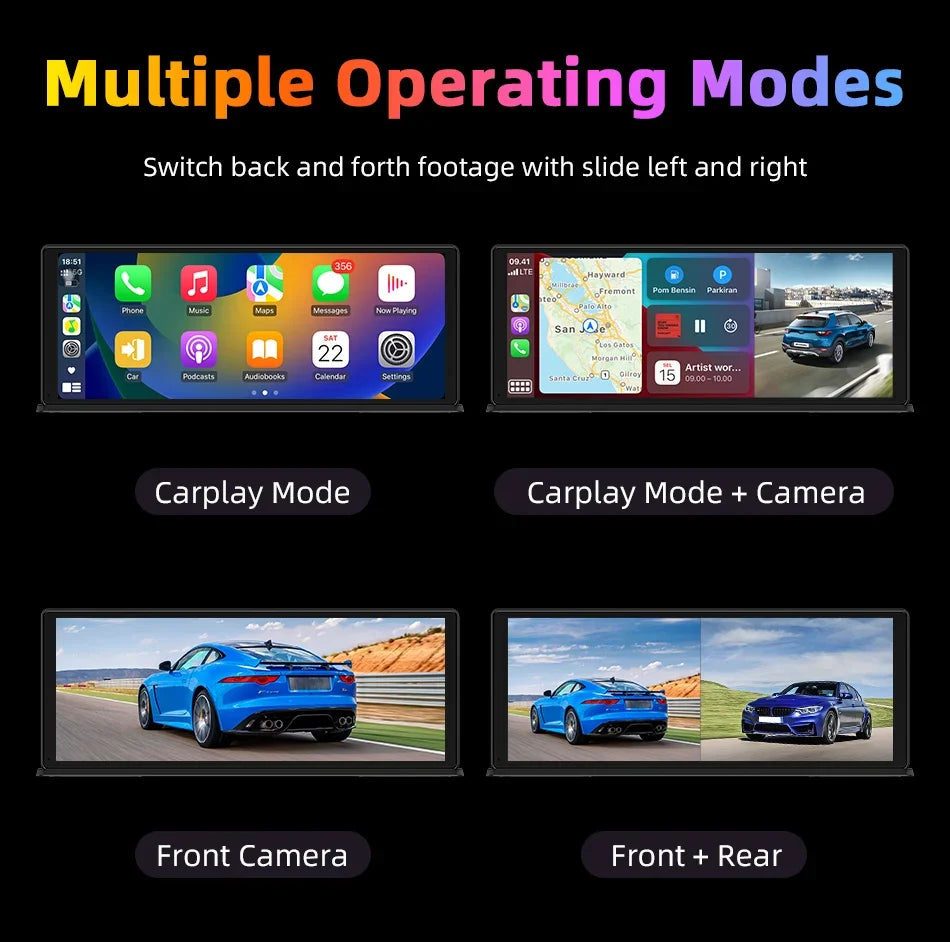Portable Wireless CarPlay & Android Auto Screen – Size & DVR Options