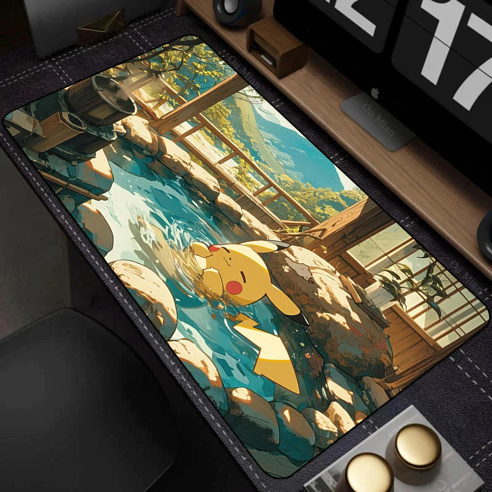Mouse Pad Gamer XXL Mouse Mat P-pokemon Desk Mats Table of Office Carpet Gamer Natural Rubber Mice Pad Lockrand Mousepad 90x40cm
