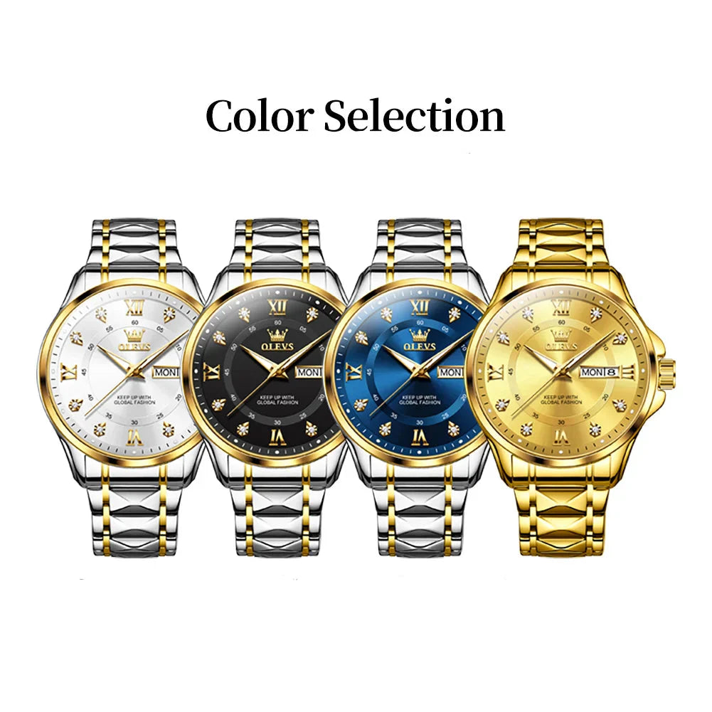 Montre femme étanche en acier inoxydable doré, fine et lumineuse