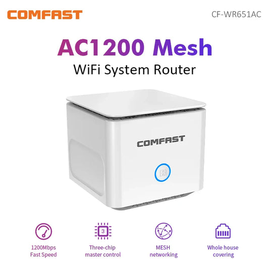Comfast AC1200 Dual Band Mesh WiFi Router – Full House Coverage, 2.4G & 5GHz