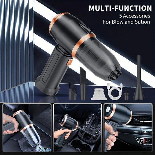 Wireless Portable Car Vacuum Cleaner & Air Duster – Strong Suction, Handheld Mini Blower