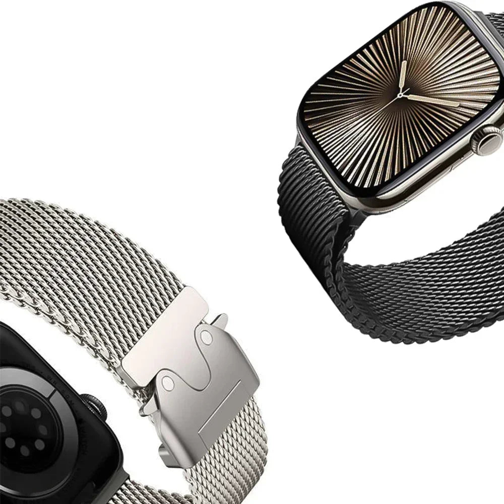 Bracelet Apple Watch en titane maille milanaise – Élégant et durable