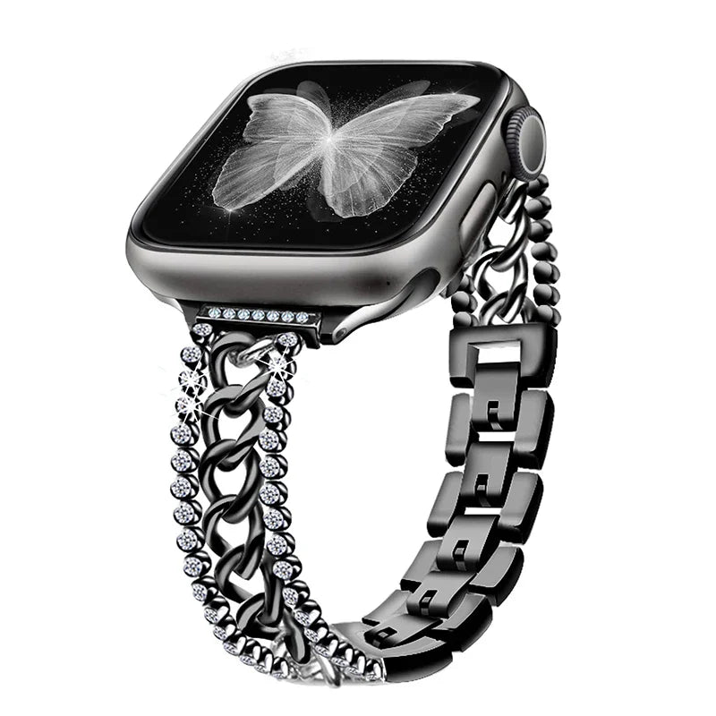 Apple Watch Band mit Strass-Kette – Armband mit Strass-Schleife