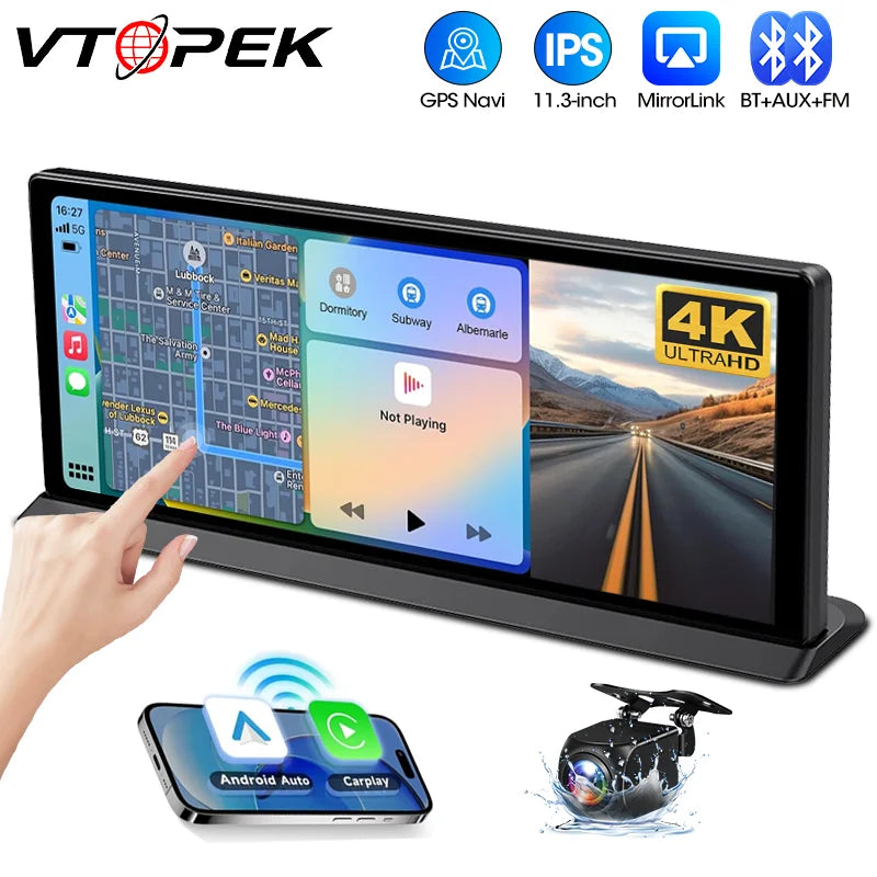 Portable Wireless CarPlay & Android Auto Screen – Size & DVR Options