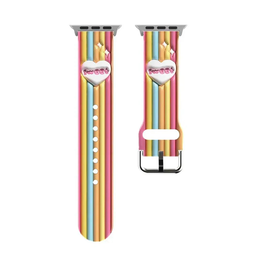 Apple Watch Silikonarmband – Buntes Blumenmusterarmband