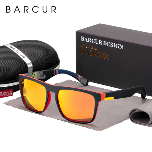 BARCUR Lunettes de soleil polarisées pour homme – Protection UV400 Monture légère en TR90 Lentille anti-éblouissement Lunettes de soleil élégantes Oculos de Sol d'été