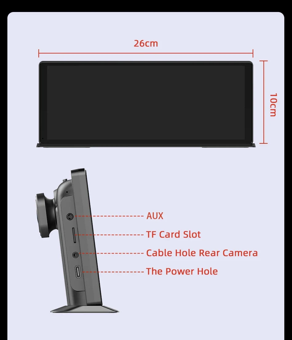 Portable Wireless CarPlay & Android Auto Screen – Size & DVR Options