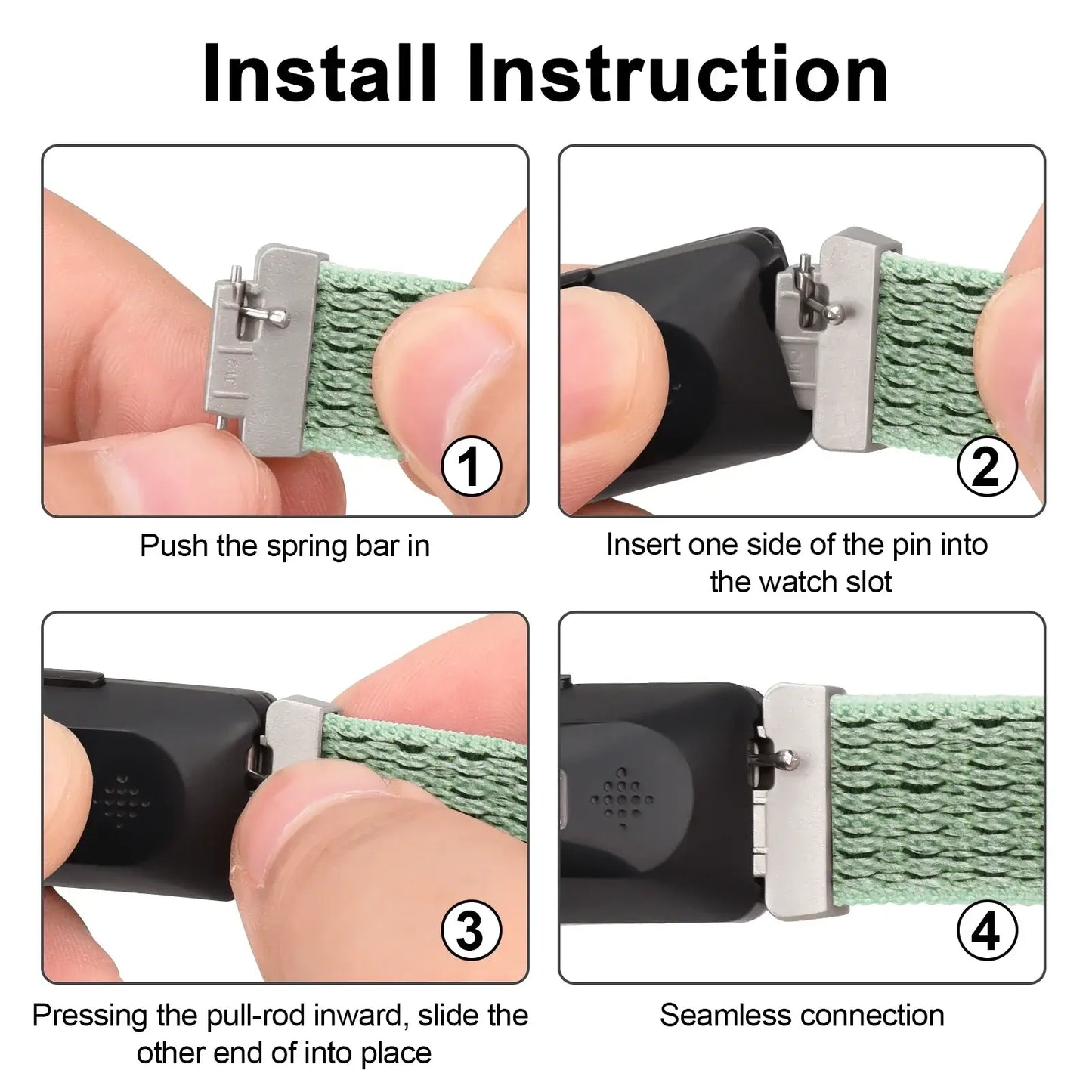 Fitbit Inspire 2, 1, HR Nylon Klettband – Vielseitiges Armband