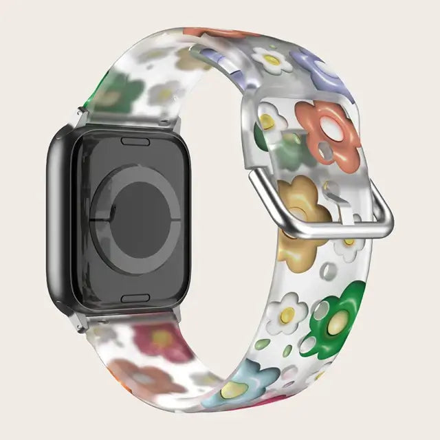 Apple Watch Silikonarmband – Buntes Blumenmusterarmband