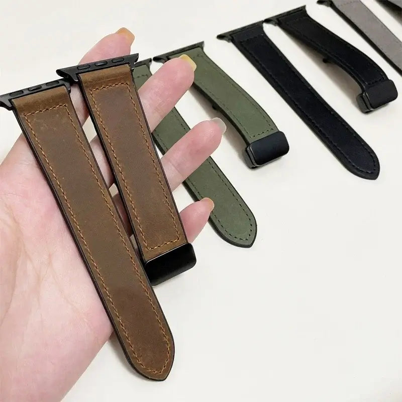 Apple Watch Armband aus echtem Leder – Stylisches Magnetverschlussband