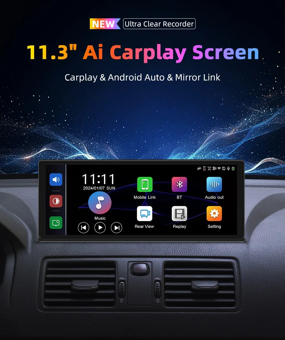 Portable Wireless CarPlay & Android Auto Screen – Size & DVR Options