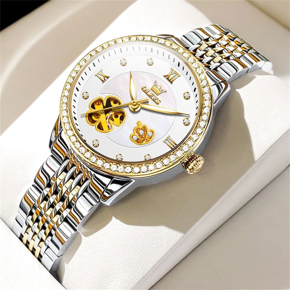 Montre squelette automatique pour femme avec bracelet jubilé