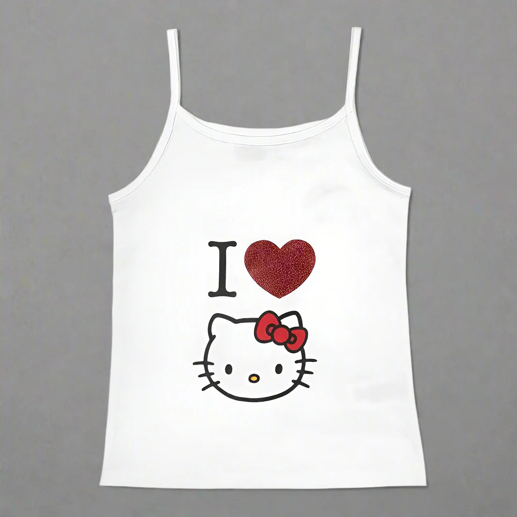 Y2K Hello Kitty Crop Top – Emo Girls Vintage Punk Tank