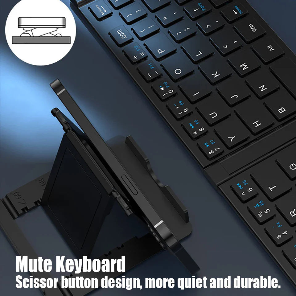 HKYC Wireless Bluetooth & 2.4G Keyboard and Mouse Set – Foldable, Ergonomic, Multi-Device