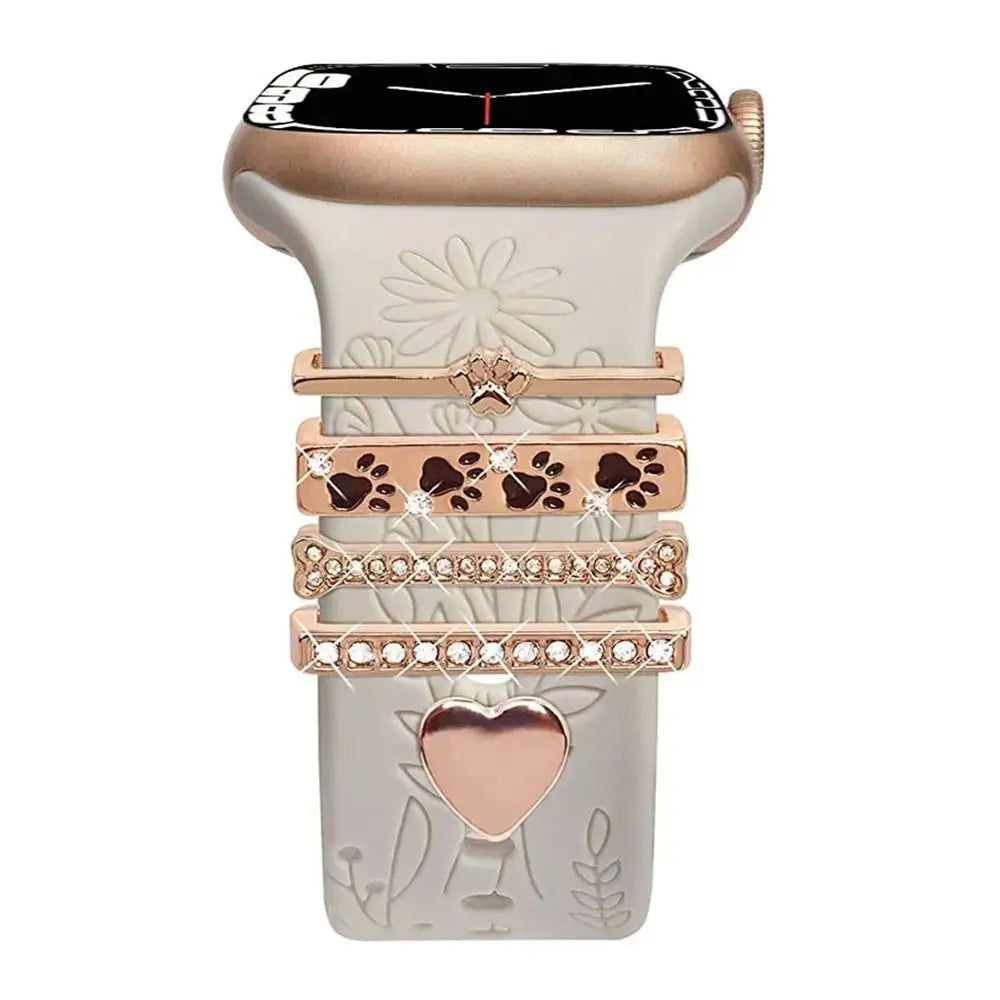 Breloques décoratives en métal pour bracelets d'Apple Watch
