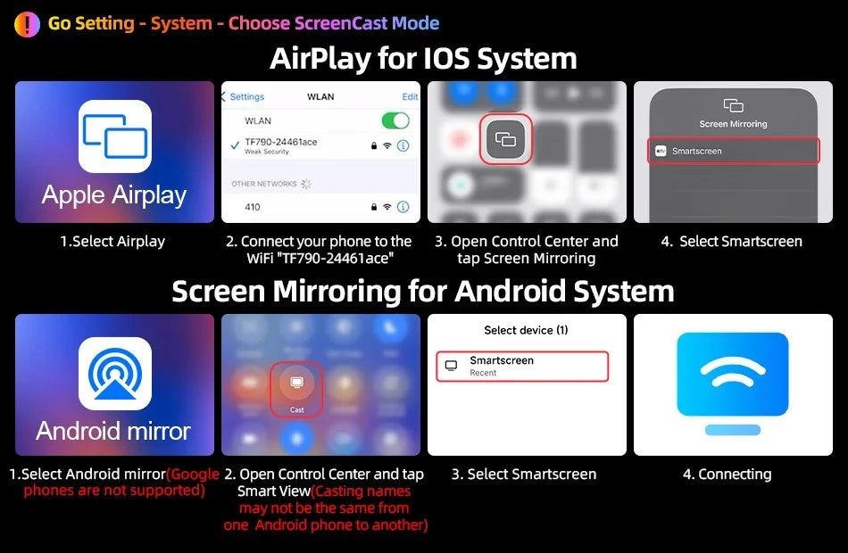 Portable Wireless CarPlay & Android Auto Screen – Size & DVR Options