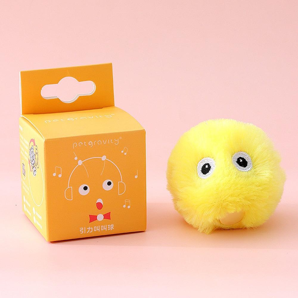 Smart Fluffy Plush Cat Ball Toys Interactive Chirping Balls Cat Kicker Toys 3 Lifelike Sounds Fun Kitty Kitten Toys  Interactive Electric Cat Ball with Sound