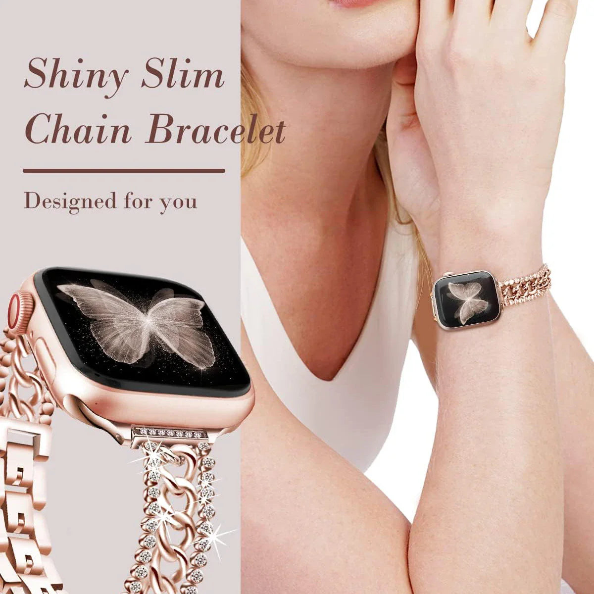 Apple Watch Band mit Strass-Kette – Armband mit Strass-Schleife