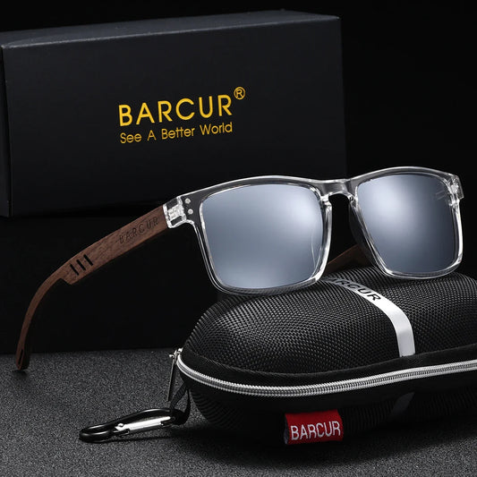 BARCUR Handmade Polarized Wooden Trendy Sunglasses for Men and Women – Vintage Style Square Frame UV400 Mirror Lenses Lightweight Polycarbonate Eyewear with Full Gift Packaging – Ideal Present for Summer Outdoor & Travel Lovers