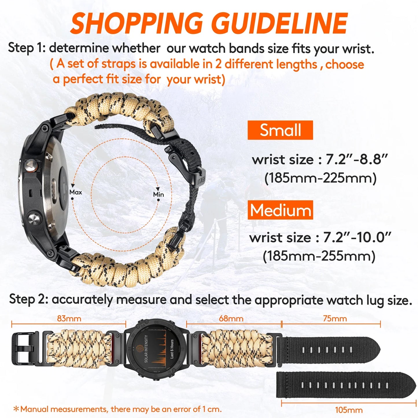Bracelet de montre Garmin en paracorde - Conception sport durable