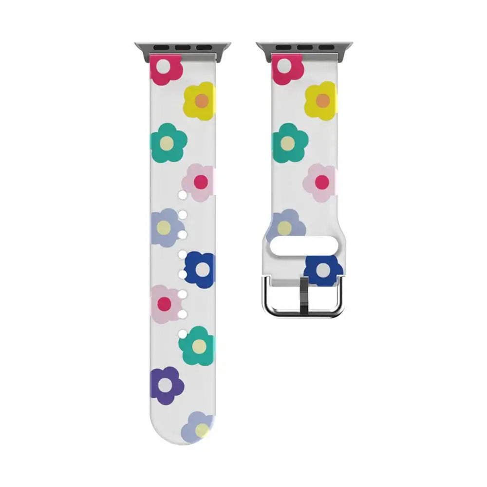 Apple Watch Silikonarmband – Buntes Blumenmusterarmband