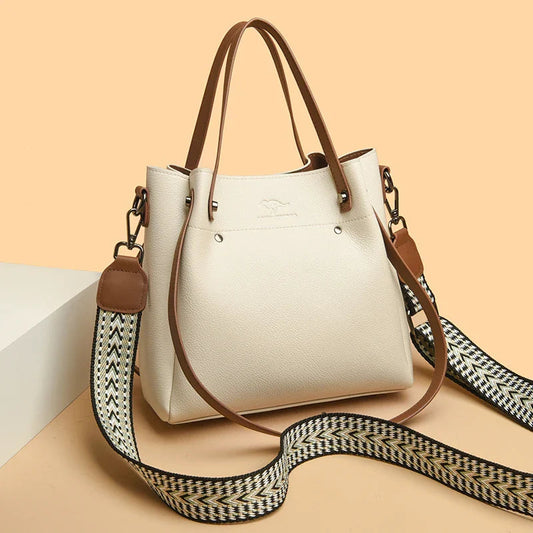 Sac à bandoulière en cuir véritable pour femme – Multi-poches, 4 couleurs