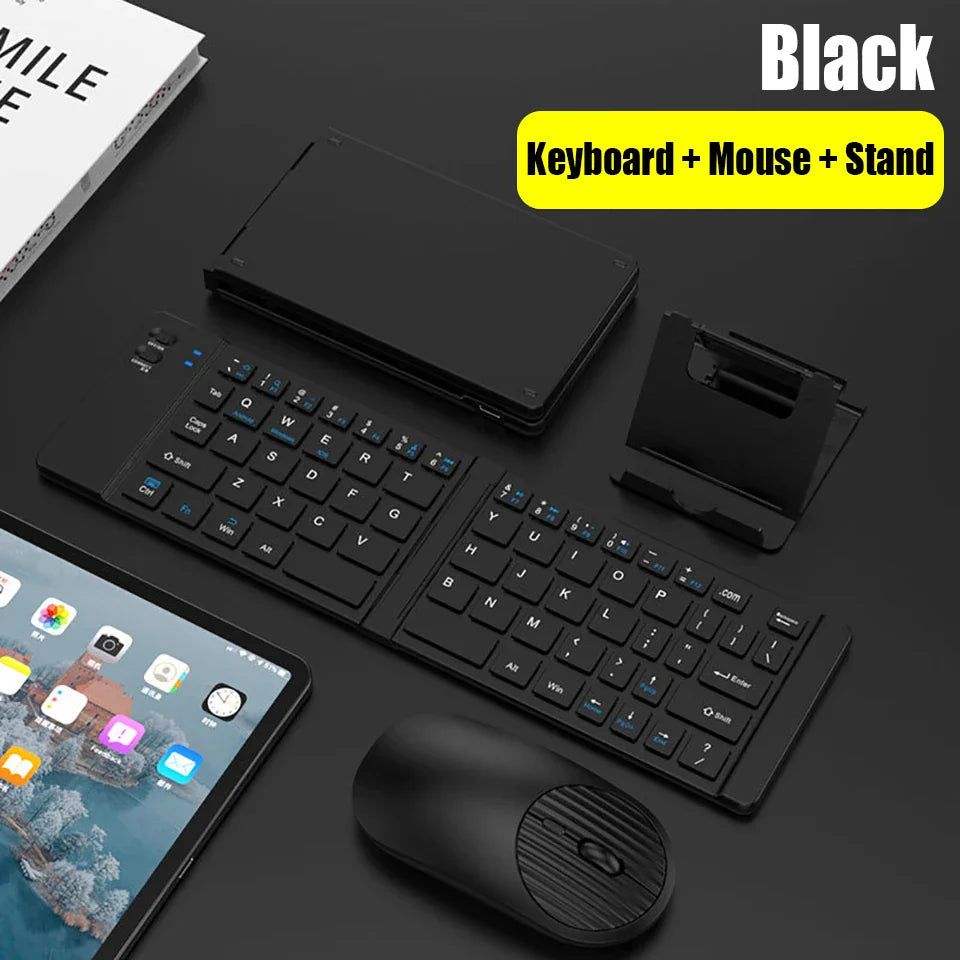 HKYC Wireless Bluetooth & 2.4G Keyboard and Mouse Set – Foldable, Ergonomic, Multi-Device