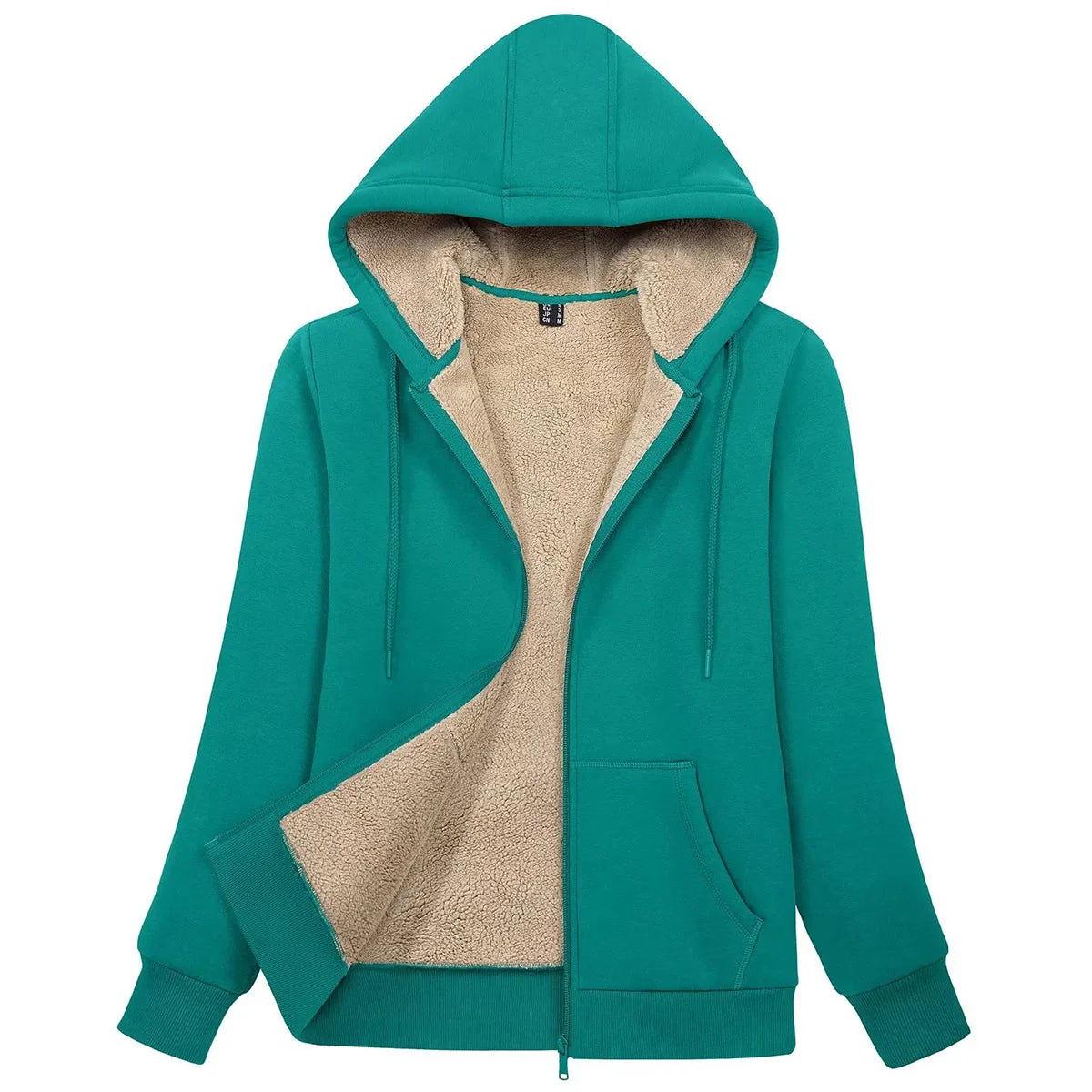 Sherpa-Lined Fleece Zip-Up Hoodie Jacket Women