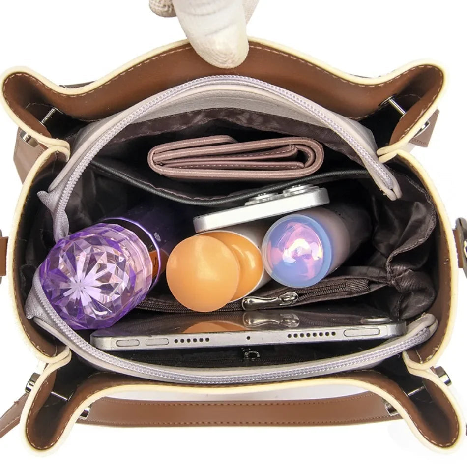 Genuine Leather Shoulder Crossbody Bag for Women – Multi-Pocket, 4 Colors