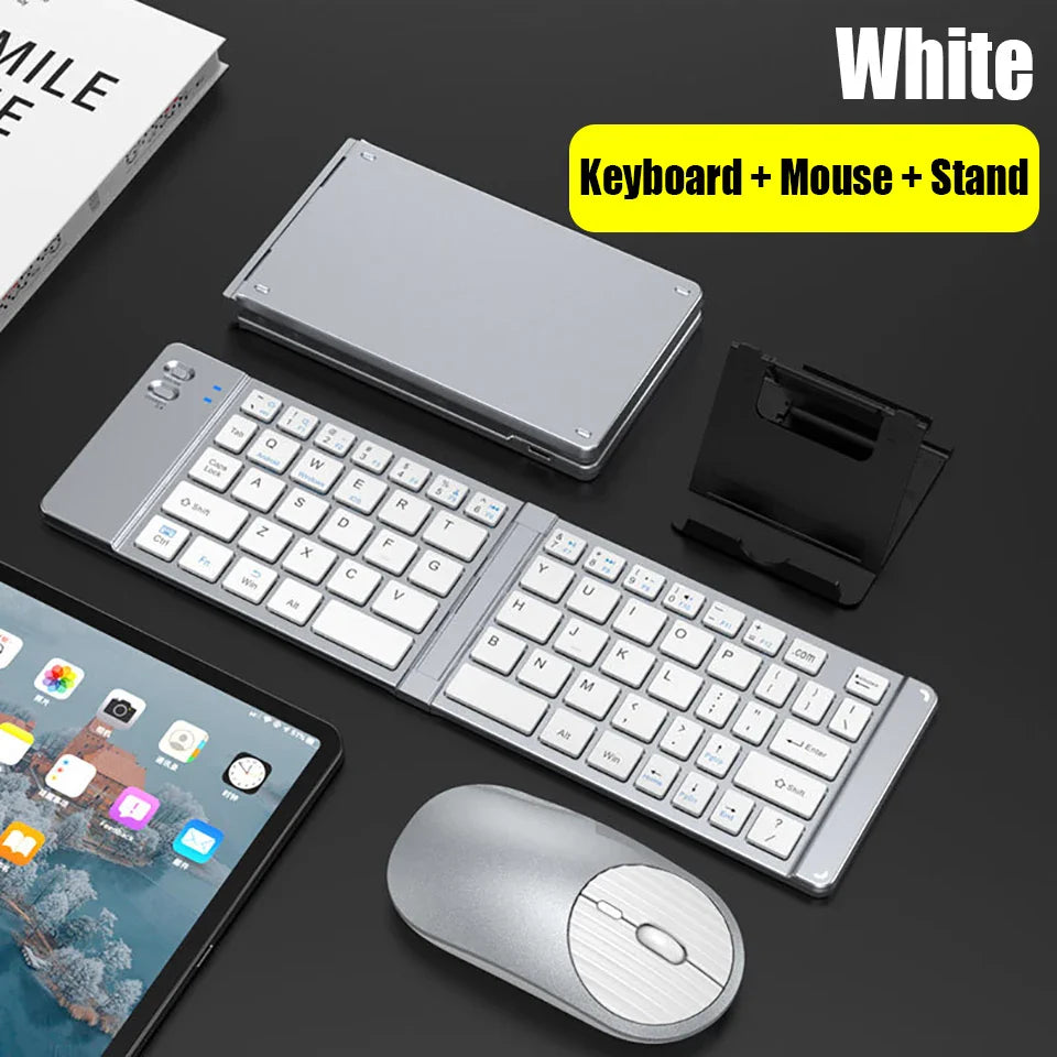 HKYC Wireless Bluetooth & 2.4G Keyboard and Mouse Set – Foldable, Ergonomic, Multi-Device