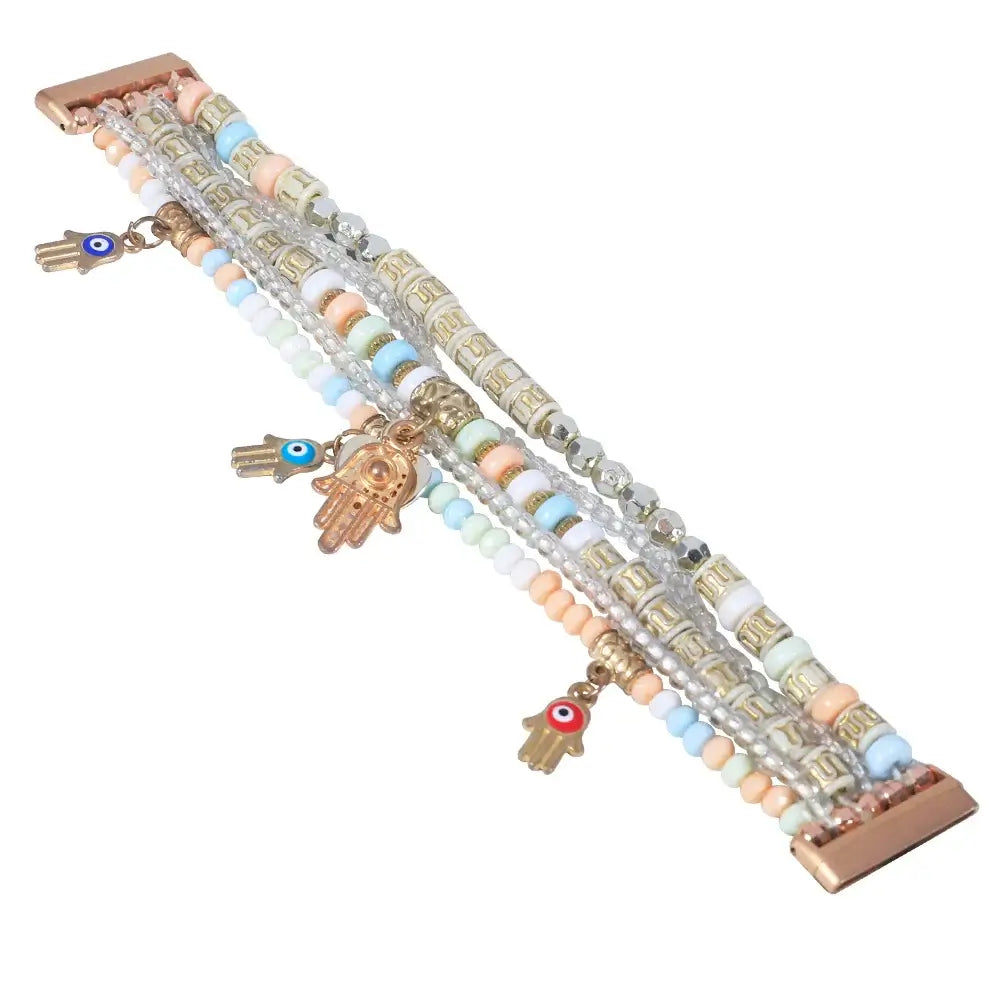 Bracelet élastique perlé Fitbit Versa & Sense - Style bohème chic