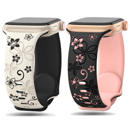 Bracelet en silicone pour Apple Watch - Motifs floraux