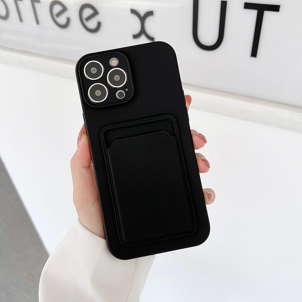 Soft Silicone Card Phone Case for IPhone 13  12 Pro Max Shockproof Protector Cover for IPhone 14 Plus Cases Heavy Duty Solid Slim Lightweight Anti-Shock Cover for iPhone