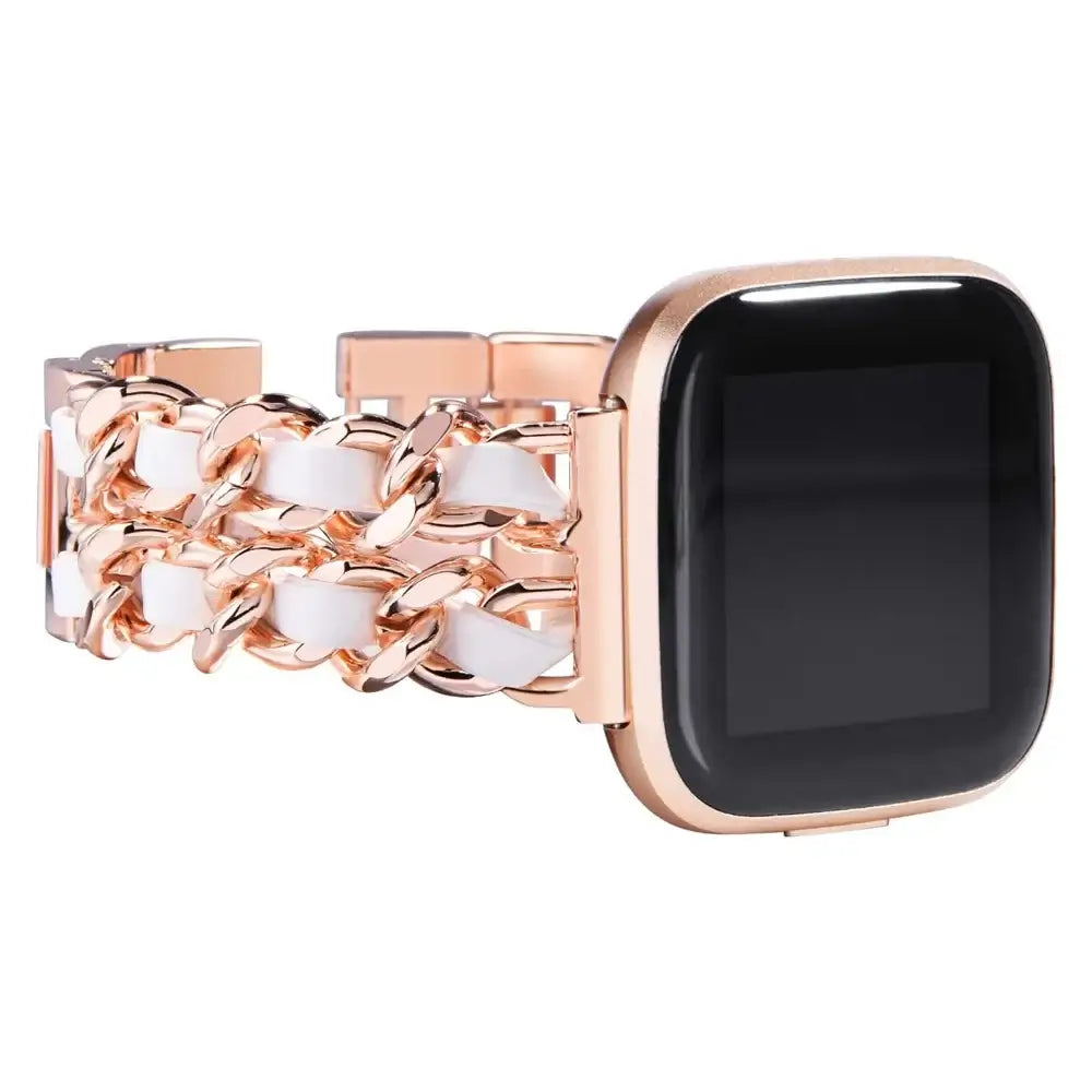 Fitbit Versa & Sense Leder-Metallarmband – Luxuriöses Design