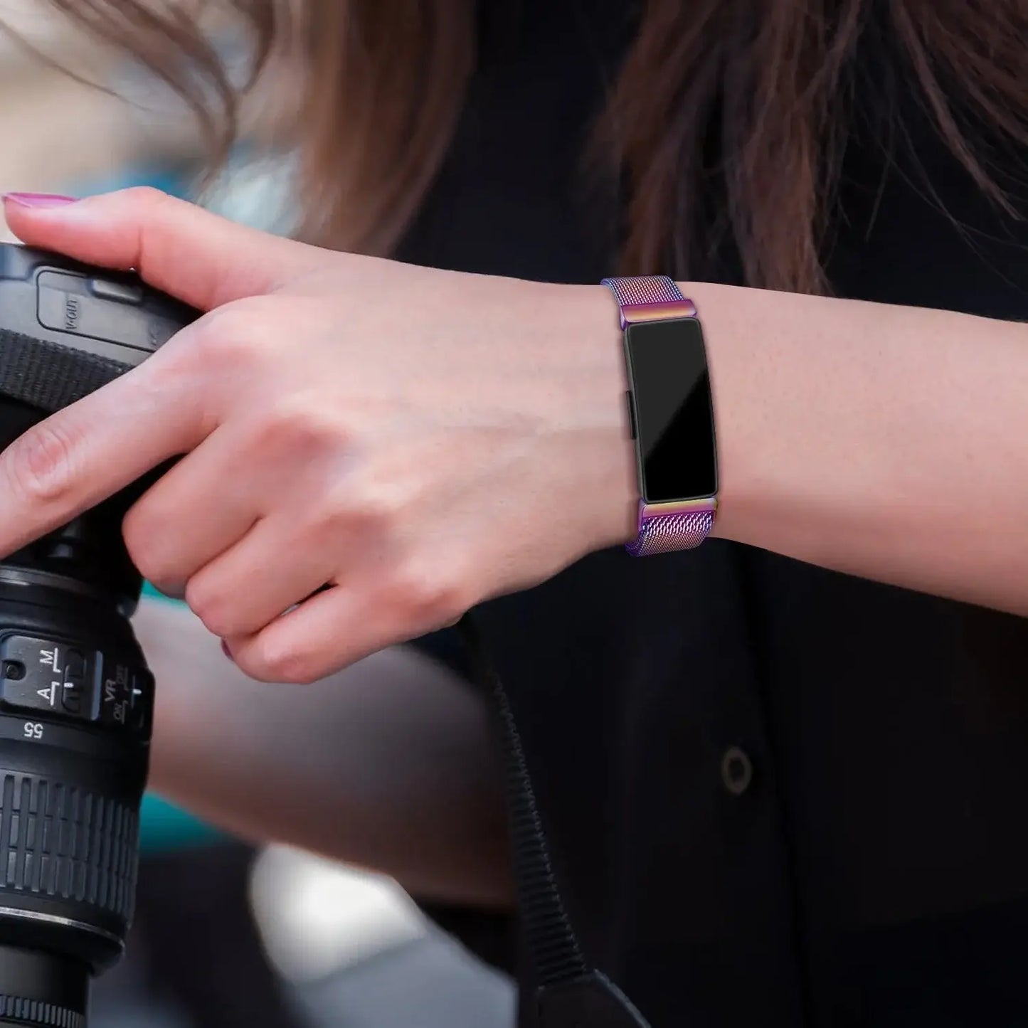 Bracelet Milanais Aimanté en Acier Inoxydable Fitbit Inspire 2, 1, HR