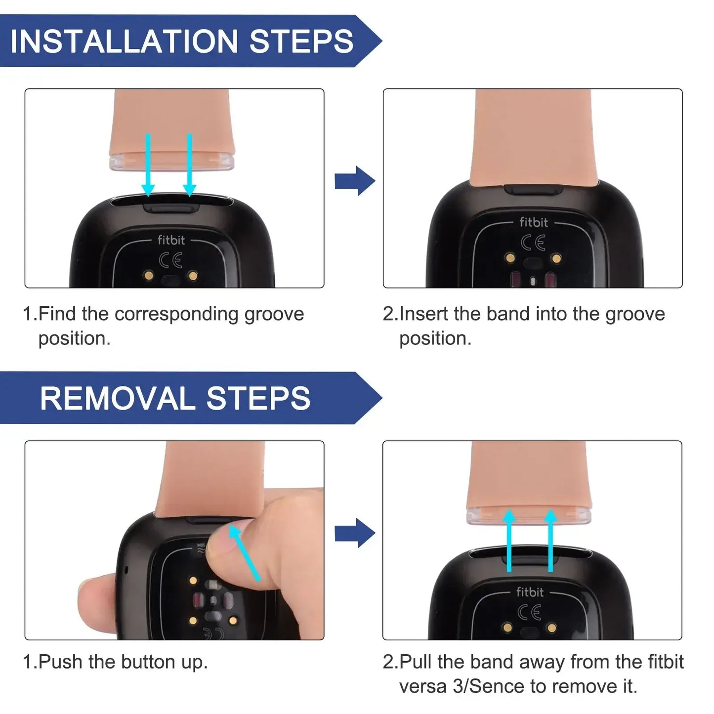Fitbit Versa & Sense Silikonarmbänder – Leichtes minimalistisches Design