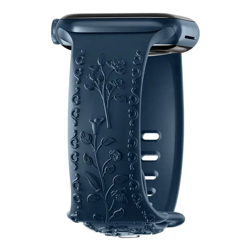 Bracelet en silicone Apple Watch - Gravure florale - Design élégant