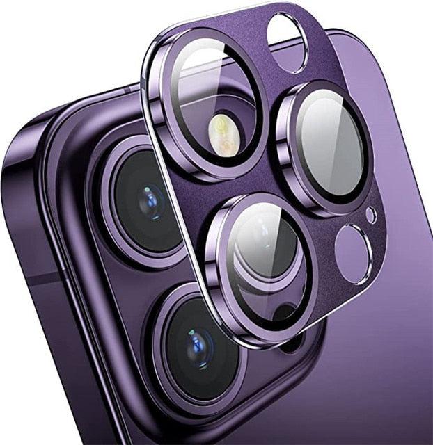 Camera Lens Metal Protector Glass For iPhone 14 Pro 13Pro 13 12 Pro Max Plus Full Cover Lens Protective Cap For iPhone 13 14Pro Tempered Glass Lens Film Metal Camera Screen Protection HD Clear Lens Protector