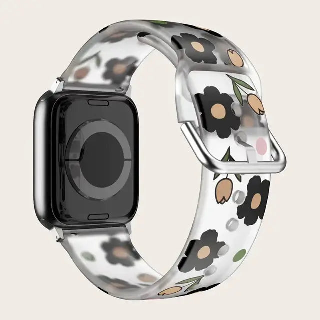 Apple Watch Silikonarmband – Buntes Blumenmusterarmband