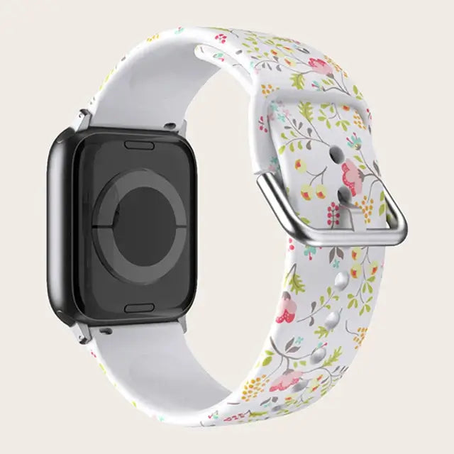 Apple Watch Silikonarmband – Buntes Blumenmusterarmband