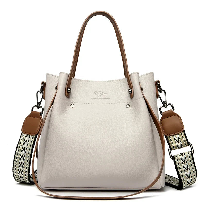 Genuine Leather Shoulder Crossbody Bag for Women – Multi-Pocket, 4 Colors
