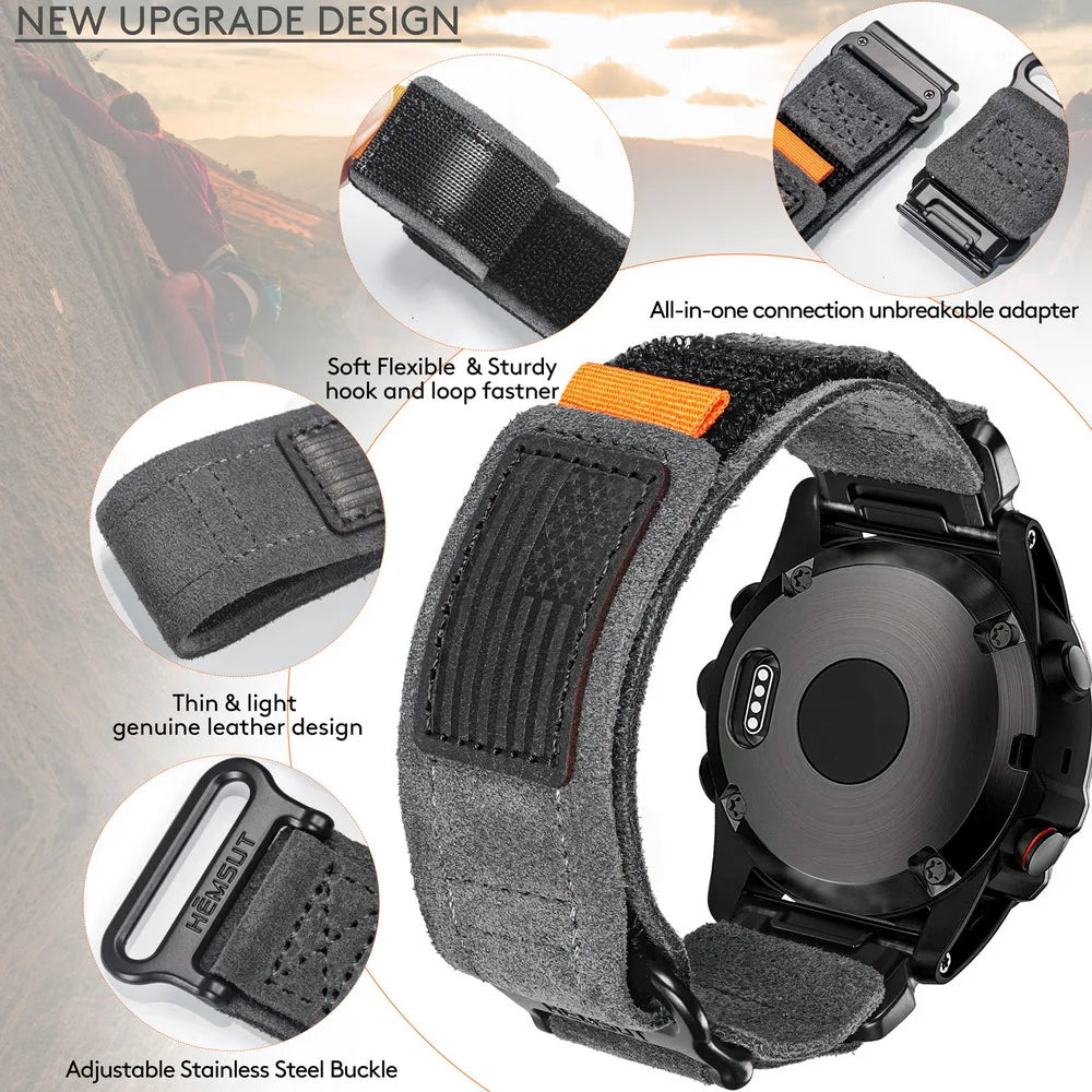 Leder Schlaufe Klett Garmin Armbänder - Quickfit