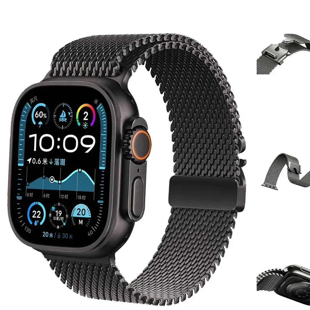 Bracelet Apple Watch en titane maille milanaise – Élégant et durable