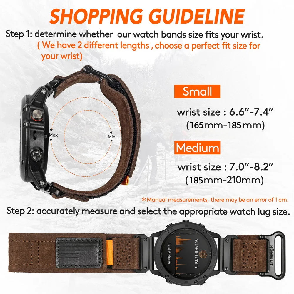 Leder Schlaufe Klett Garmin Armbänder - Quickfit