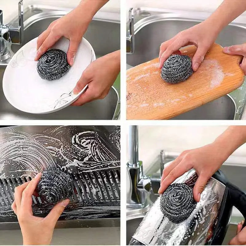 Steel Wire Scrubbing Balls – Kitchen Pot, Pan & Dish Cleaner | Oil & Rust Remover