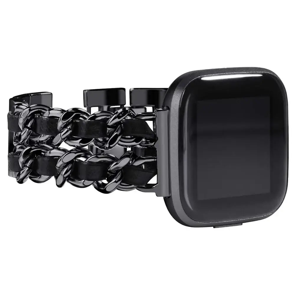 Fitbit Versa & Sense Leder-Metallarmband – Luxuriöses Design